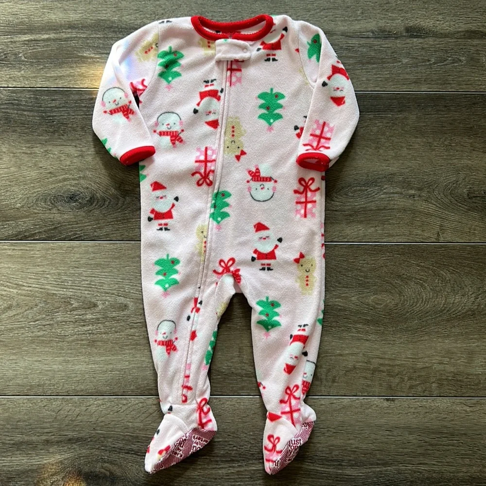 Set of 3 Carter’s Baby Girl’s Christmas Pajamas Sz 12M